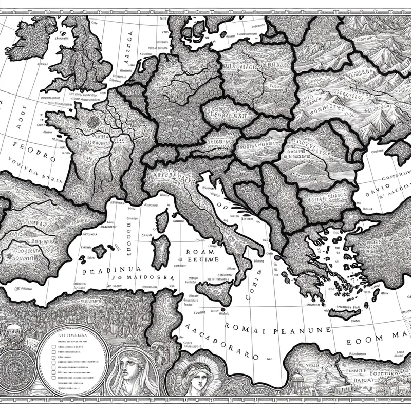 Historic Rome Map Coloring Page - Tangra AI Image Generator