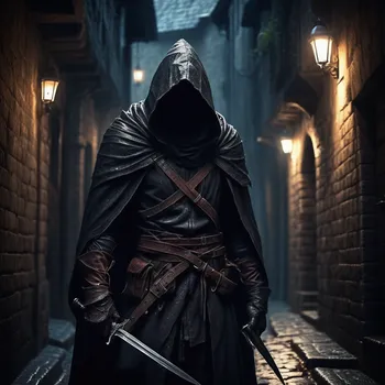 Hooded Assassin in Shadowed Alley
