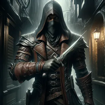 Hooded Assassin in Shadowed Alley