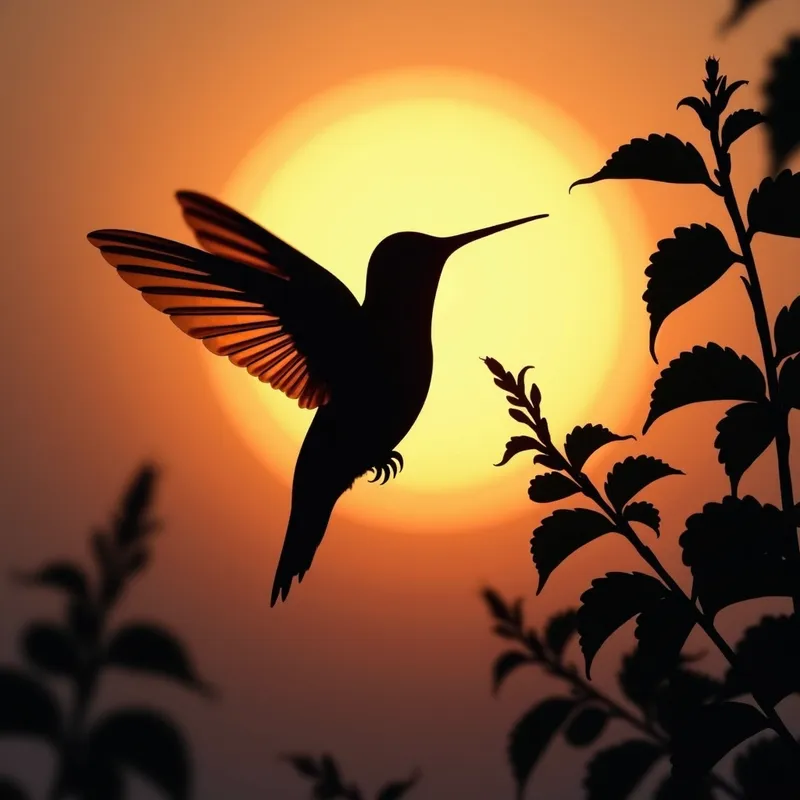 Hummingbird Silhouette - humming bird silhouette - AI image generated with Photorealistic 2