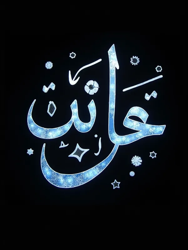 Icy Pulse - Elegant Arabic lettering in light blue, interspersed with ice motifs on a black background, containing the text 'الورا نبض الجليد'. - AI image generated with Photorealistic 2