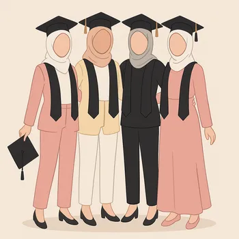Illustration of four hijabi best friends