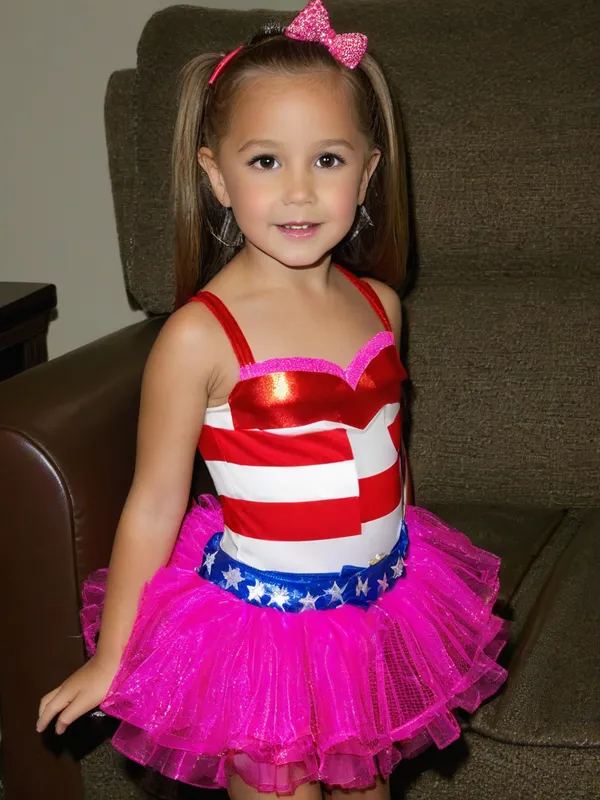 Inappropriate Costume Controversy - american,lifelike,5yearold girl partialled dressed in slutty:1.8,skimpy:1.9,revealing,innapropriate, hooker costume - AI image generated with Fictional