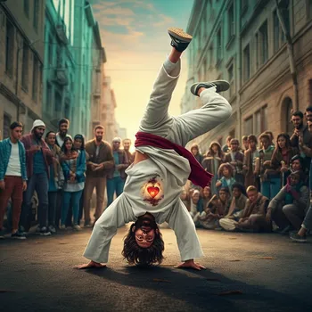 Jesus Christ Breakdancing in Urban Crowd