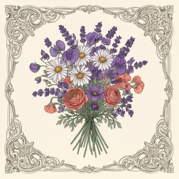 Jewel-Toned Folk Art Wildflower Bouquet