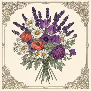 Jewel-Toned Folk Art Wildflower Bouquet
