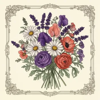 Jewel-Toned Folk Art Wildflower Bouquet