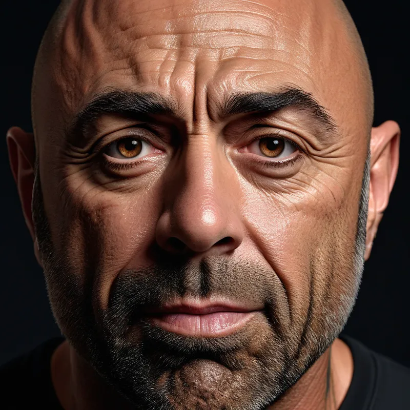 Joe Rogan Portrait - A highly detailed, 4K resolution portrait of Joe Rogan, with realistic skin texture and lifelike facial expressions. - AI image generated with Fictional