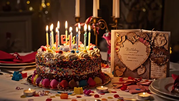 Joyful Birthday with Cake & Card