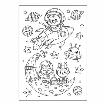 Kawaii Astronaut Bear & Space Friends