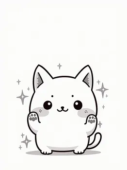 Kawaii Chibi Cat Coloring Page