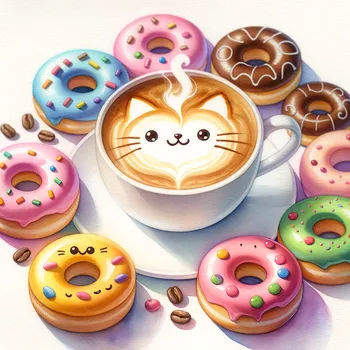 Kawaii Coffee and Doughnuts