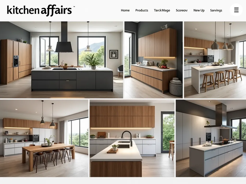Kitchen Affair Collage Showcase - a creative collage of products displayed on www.kitchenaffairs.co.in  in high resolution landscape mode - AI image generated with Photorealistic 2