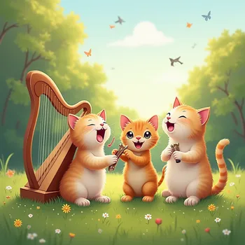 Kittens Frolicking on a Green Lawn