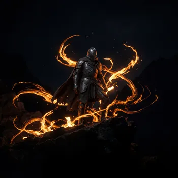 Knight Surrounded by Fiery Power