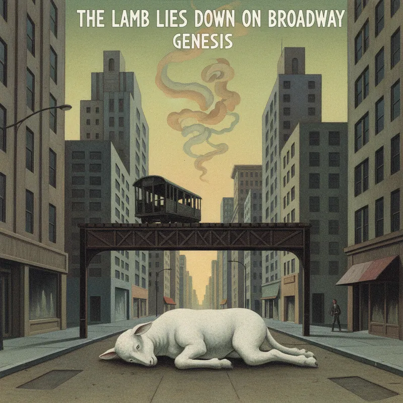 Lamb Lies Down on Broadway Tribute - the Lamb lies down on broadway, the album cover recreate by Carel 
 Willink
 - AI image generated with Nano Banana - grain effect