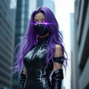 Leather-Clad Hero by the City Skyline