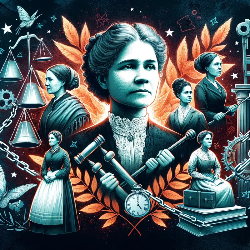 Legacy of Harriet Tubman - An image portraying Harriet Tubman's impactful legacy, featuring her at different stages of her life, surrounded by elements representing freedom and justice. - AI image generated with Art