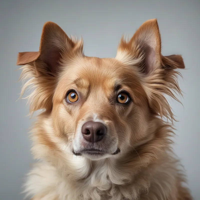 Lifelike Dog Portrait - A detailed dog portrait, centered composition, expressive eyes, soft natural lighting, high-quality fur texture, clean background, visually appealing and lifelike. - AI image generated with Photorealistic