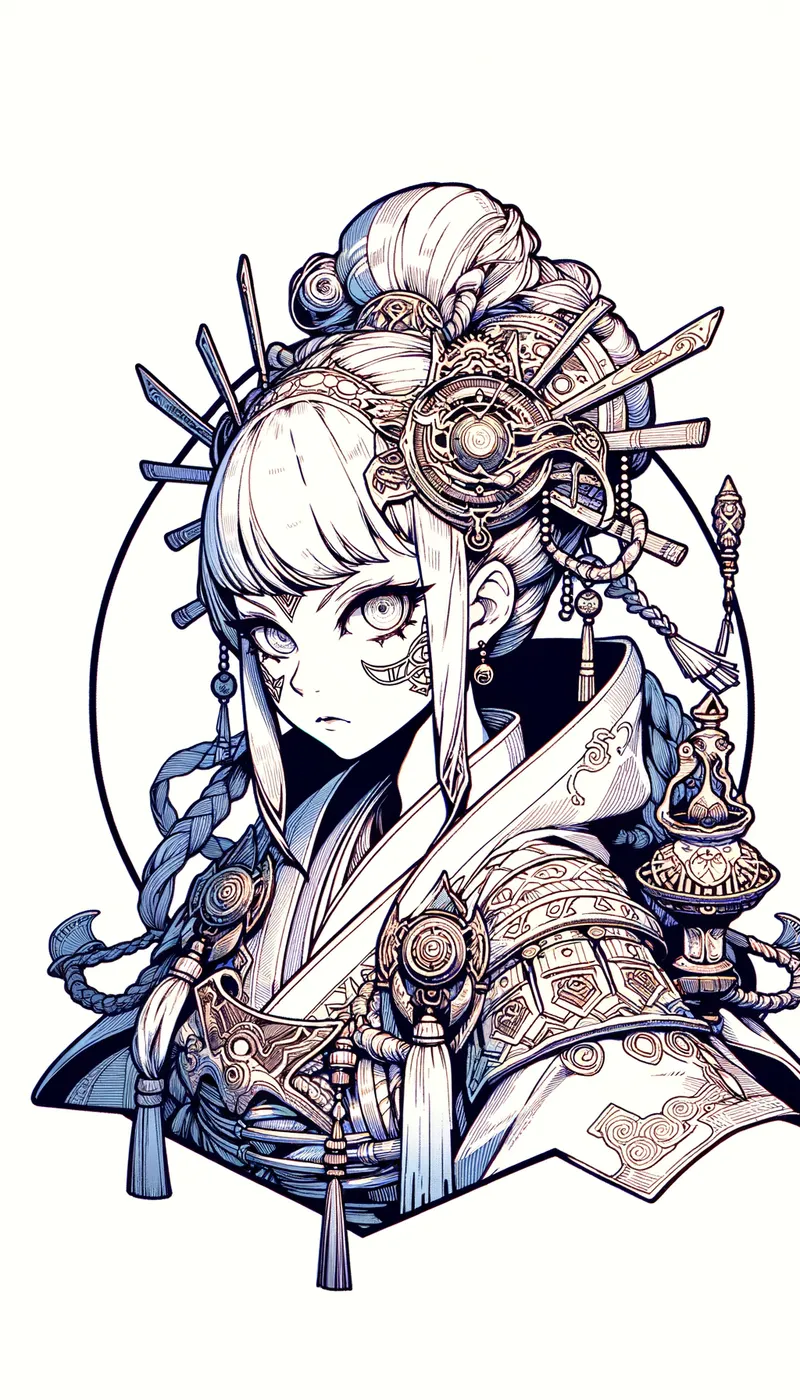 Line Art Anime Character - A anime karacter in line art style illustration - AI image generated with Art