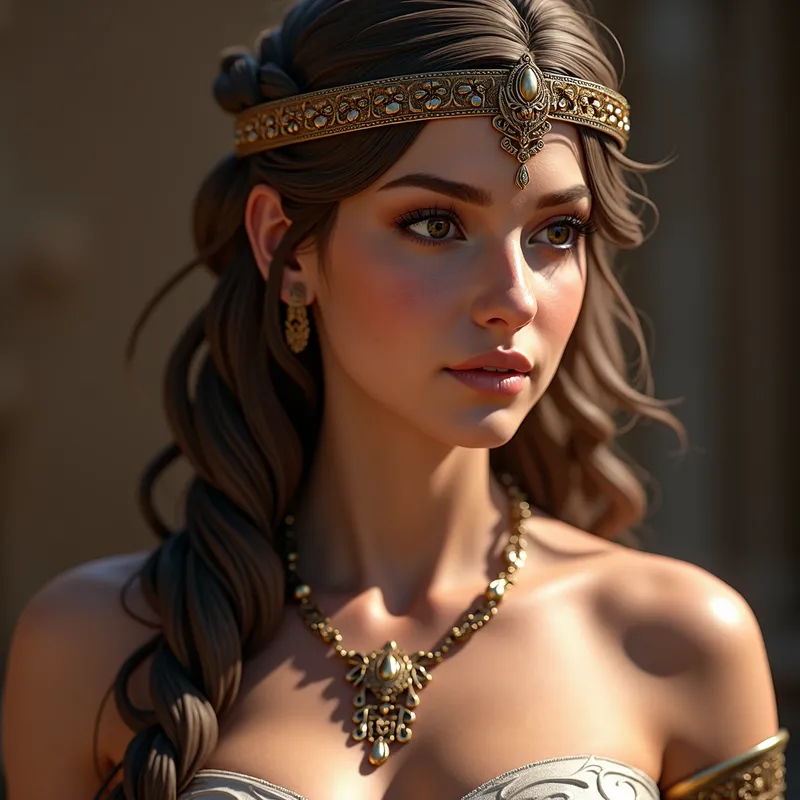 Living Aphrodite - Create a hyper-realistic image of Aphrodite from the God of War video game, capturing her captivating beauty and goddess-like presence. Use dynamic lighting and detailed texturing to bring her to life in a contemporary yet timeless manner. - AI image generated with Photorealistic 2
