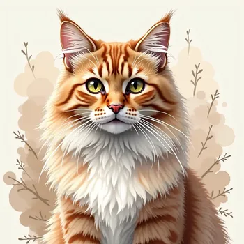 Long-Haired Cat in Watercolor