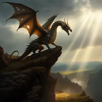 Majestic Dragon on a Sunlit Cliff