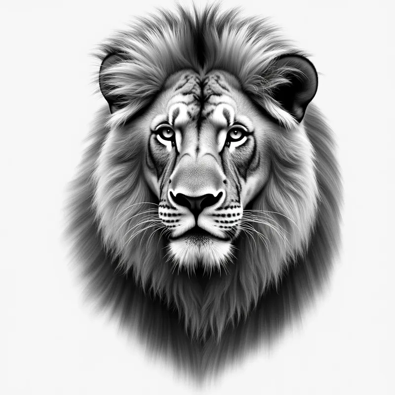 Majestic Lion in Grayscale Pencil - grayscale realistic pencil drawing of a majestic lion - AI image generated with Photorealistic 2