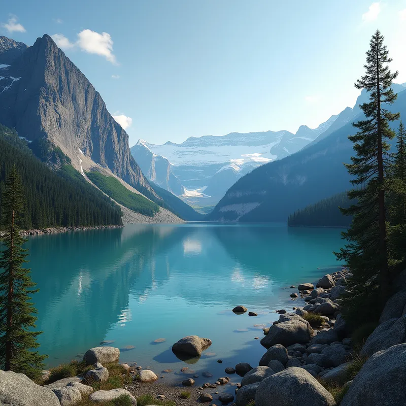 Majestic Mountain Lake View - majestic mountain lake - AI image generated with Photorealistic 2