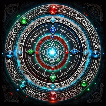 Mana Text Circle with Five Sacred Gems