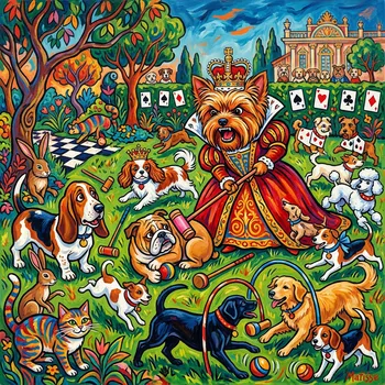 Matisse-style Yorkie Queen Croquet