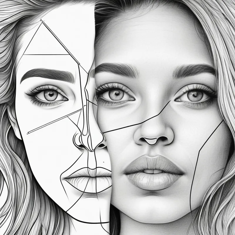 Mature Couple on Park Bench Coloring Art - Style & Purpose:
Printable coloring page for adults. Clean black-and-white line art. No grayscale, no shading, no gradients, no colors, no textures. White background only.

Reference Images:
Use the uploaded reference photos only to preserve exact facial identity of both people.

Keep facial structure, proportions, bone structure, eye shape, nose, lips, jawline.

Do NOT stylize faces beyond realistic line art.

Do NOT change identity, age, or gender.

Characters:

A man and a woman, both 46 years old

Realistic proportions

Calm, emotionally restrained expressions

Looking at each other with quiet nostalgia and unspoken history

Not smiling broadly – subtle, mature emotion

Scene & Composition:

The man and woman are sitting next to each other on a park bench

All four legs must be fully visible (very important)

Feet resting naturally on the ground

Bodies slightly turned toward each other

Hands resting on their laps (not touching)

Environment:

Minimalist park setting

Simple outlines of trees, leaves, and soft background elements

No clutter

Background must stay light and open for easy coloring

Line Art Requirements:

Clear, bold black outlines

Consistent line thickness

Closed shapes suitable for coloring

No cross-hatching

No shadows

No fills

No texturing

Clothing:

Simple, timeless clothing

Clear contours

No complex patterns

Easy-to-color shapes

Text (Bottom of the Image):
Add the following Bulgarian text at the bottom, in clean handwritten-style outline lettering (black line only):

„Пожелавам си живот, здраве и сили,
за да имам търпението да пусна това, което ме боли,
и смелостта да не се върна там, където вече съм се загубила.“

Text must be:

Outlined only

No fill

Clearly readable

Integrated harmoniously into the composition

Final Output:

Black-and-white coloring page

High resolution

Portrait orientation

Suitable for A4 printing - AI image generated with Photorealistic