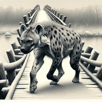 Michelangelo-Style Hyena on Icy Bridge
