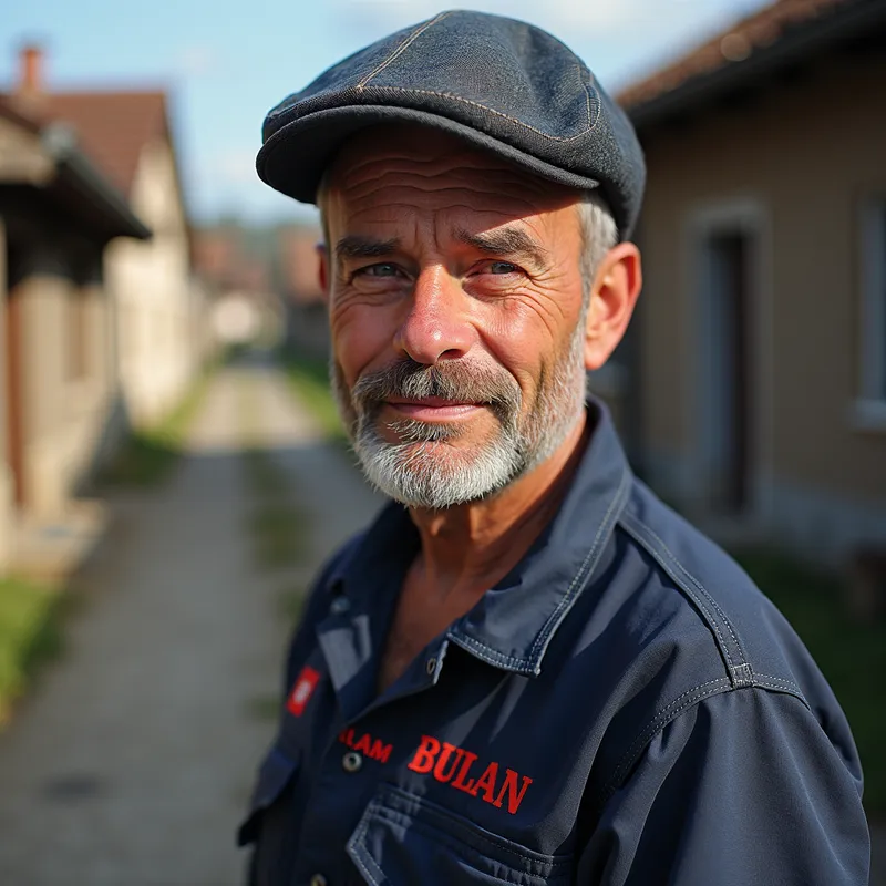 Michi: Austrian Mailman Portrait - Photorealistic. Portrait. Michi. 39 years old. Austrian mailman in the village. - AI image generated with Photorealistic 2