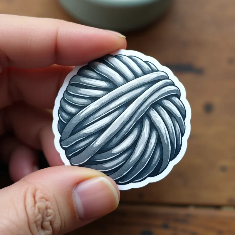 Miniature Masterpiece - A tiny, perfectly shaped 3D printed sticker of a yarn ball, with an emphasis on texture and detail, captured in a cozy, artistic setting. - AI image generated with Photorealistic 2