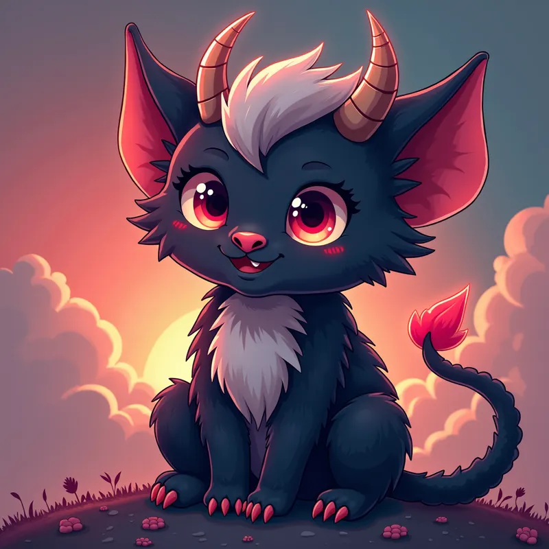 Modern Fluffy Demon Graphic - modern background fluffy demon, graphic style - AI image generated with Photorealistic 2