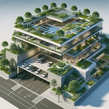 Modern Rooftop Garden Garage
