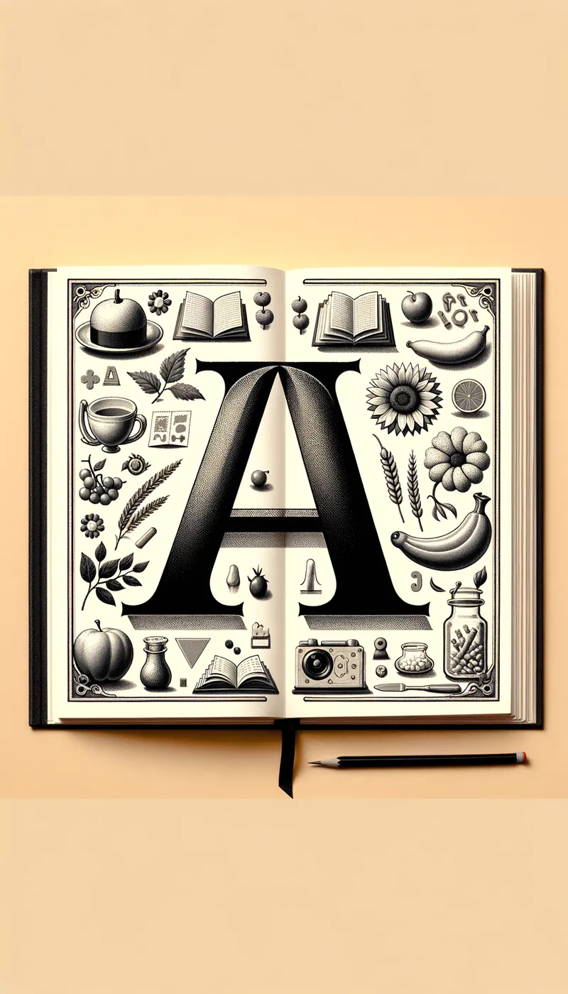 Monochrome Alphabet Adventure - A black and white children's book exploring the beauty and meaning of the alphabet through large, impactful letter designs. - AI image generated with Art