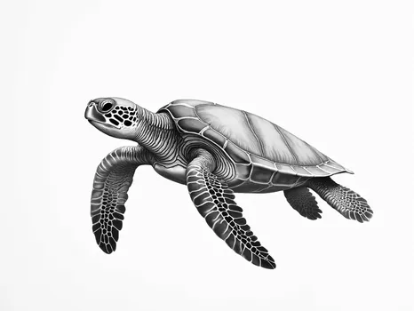 Monochrome Sea Turtle Outline Drawing