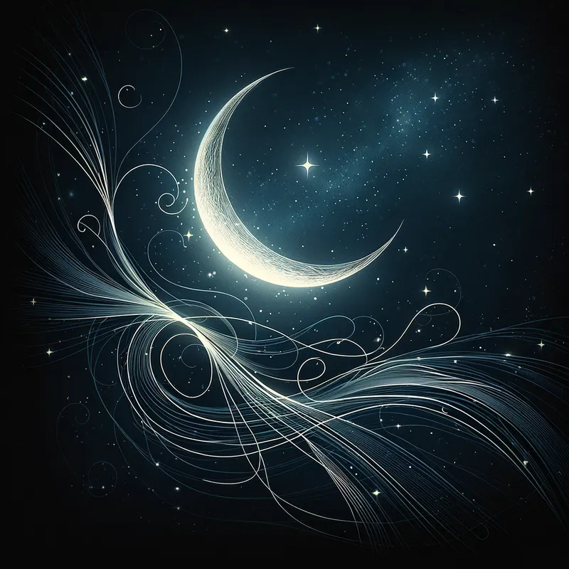 Moonbeam Sonata - A romantic and soothing album cover for the track 'Luna', featuring the name 'kayzer jayz' in a flowing, cursive design, set against a backdrop of a crescent moon and a starry night sky. - AI image generated with Art