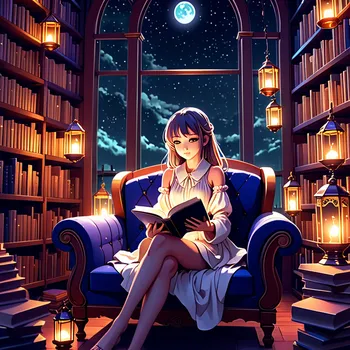 Moonlit Book Sanctuary