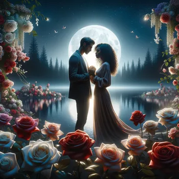 Moonlit Romance by the Lake