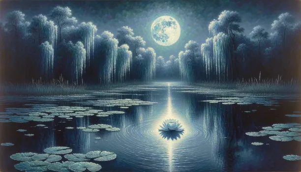 Moonlit Swamp Lily - Monet Style