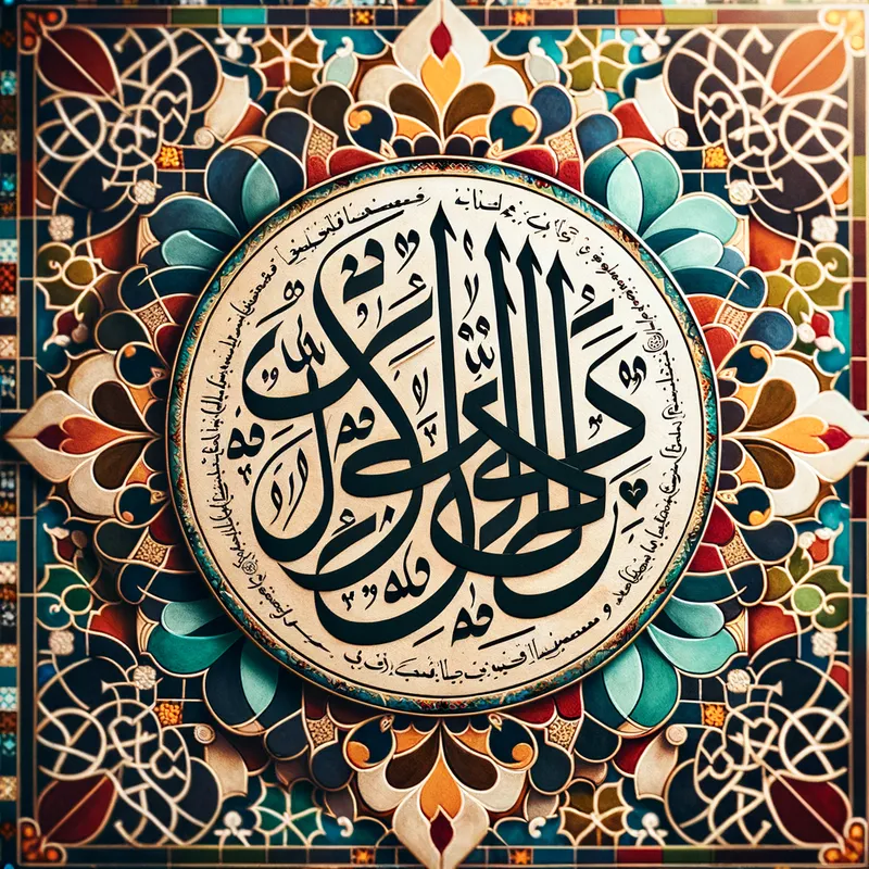 Moroccan Calligraphy Art - Arabic calligraphy with a colorful Moroccan pattern in the background. - AI image generated with Art