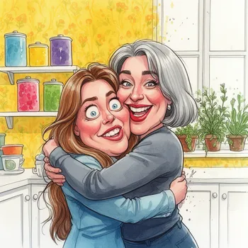 Mother's Exaggerated Bear Hug