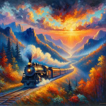 Mountain Sunset Train