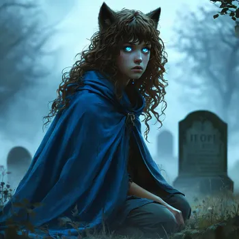 Mournful Wolf-Eared Woman at the Grave
