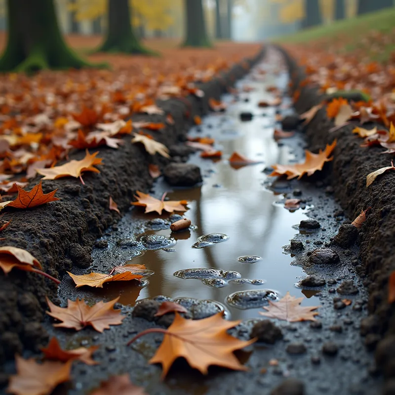Mud, Puddles, and Leaves Texture - ground texture, mud, water puddles and leaves
 - AI image generated with Photorealistic 2