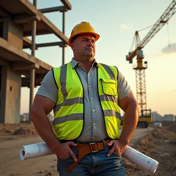 Musclebound Foreman at Construction Site