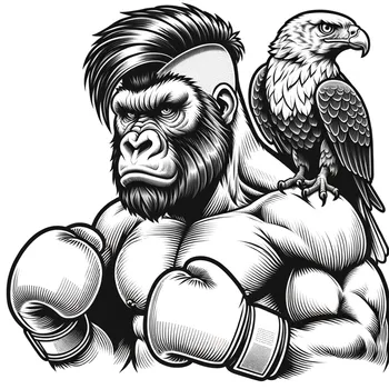 Muscular Gorilla with Boxing Spirit